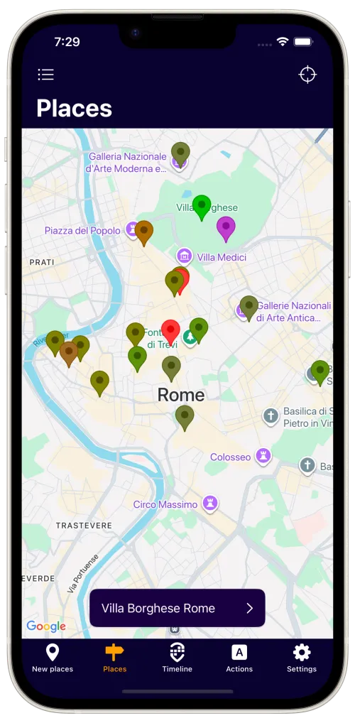 Acti App Screenshot - Places List